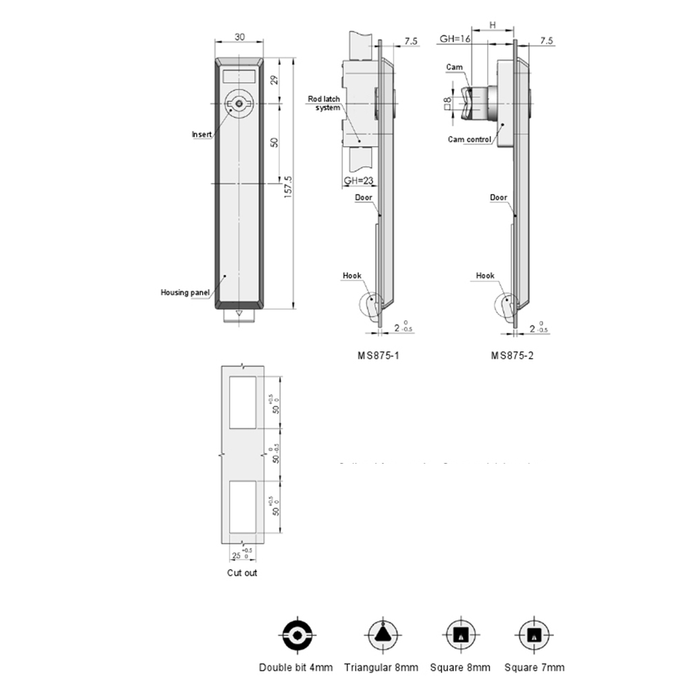 MS875-1/MS875-2/MS875-3 Rod Control Latch with Zinc Alloy Lock Core and Carbon Steel Drive Rod