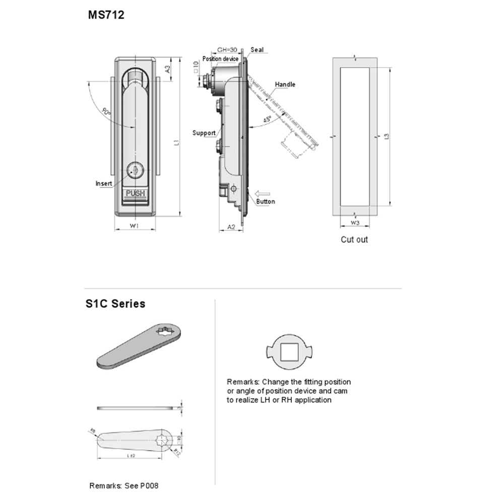 MS712 & MS713 Compression Lever Latch, Swinghandle, Key Locking, Adjustable for 1-12mm Panel, High-Security with Single and Three-Point Locking Options, Zinc Alloy, Chrome-Plated Finish