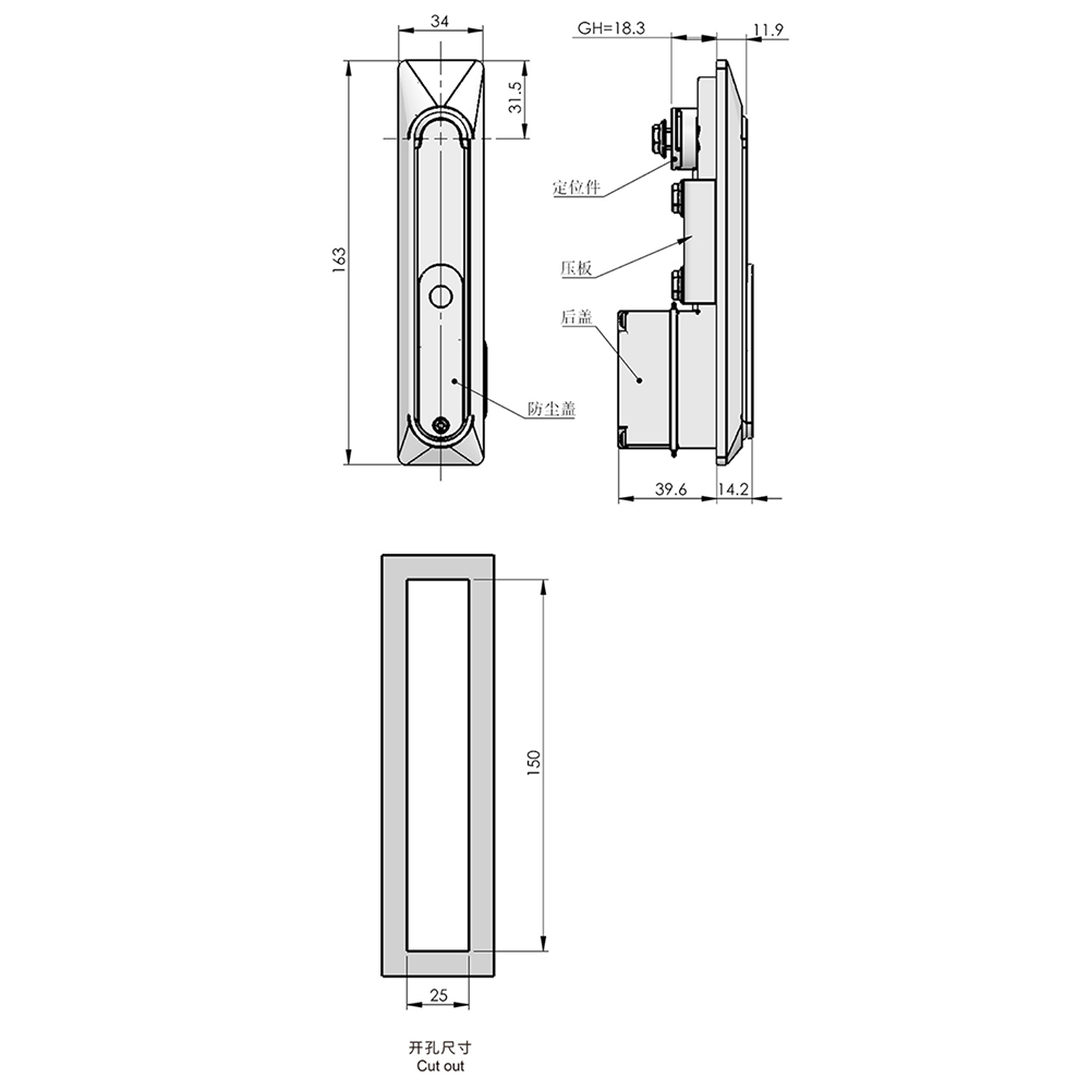 MS861-2 Swing Handle, Lift & Turn, Key Locking, 90° Rotation, Zinc Alloy Base, White Zinc Plated