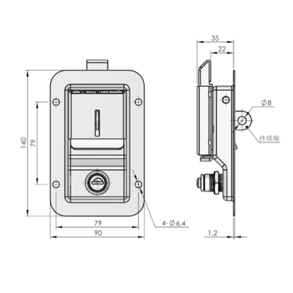 MS866-7 Push-to-Close Compression Latch with Stainless Steel Body and Zinc Alloy Locking Mechanism