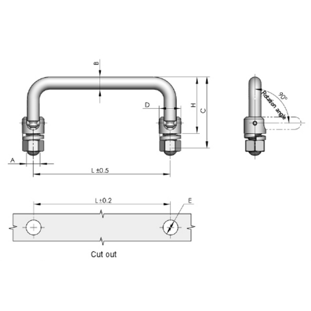 LS506 Folding Handle, Heavy-Duty Design, Stainless Steel Options