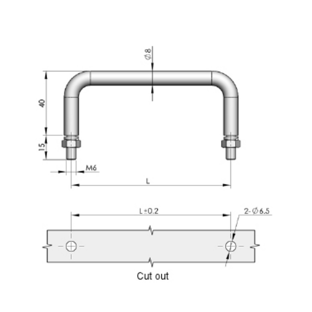 LS507 Stainless Steel Grab Handle with Threaded Stud, Polished or Carbon Steel Bright Finish