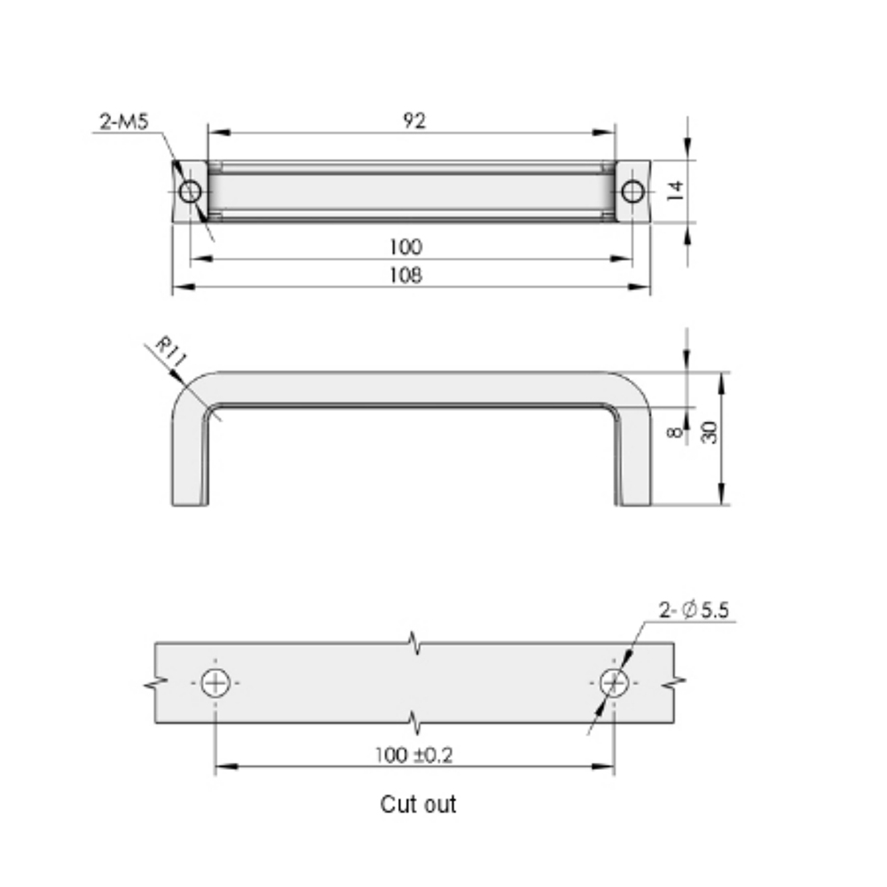 LS510 Zinc Alloy Grab Handle, High-Load Capacity, 1500N Max Static Load