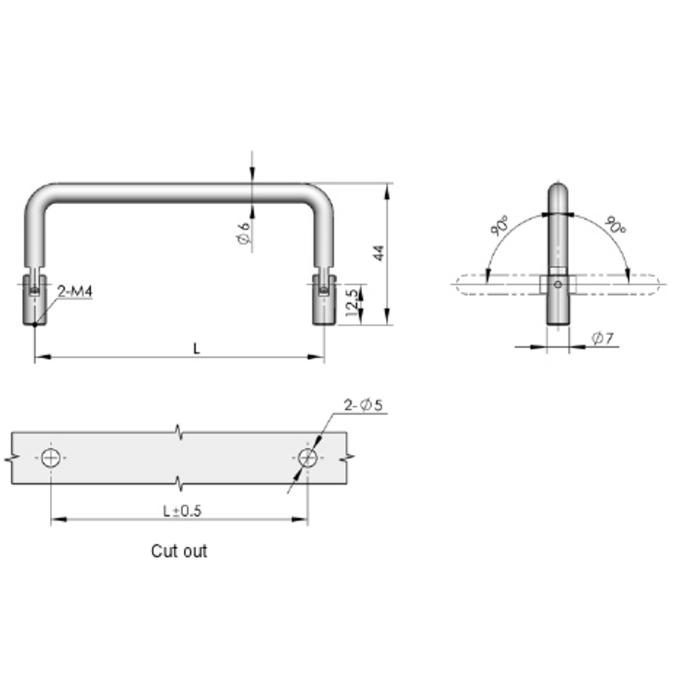 LS509 Stainless Steel Grab Handle, Surface Mount, Multiple Sizes Available