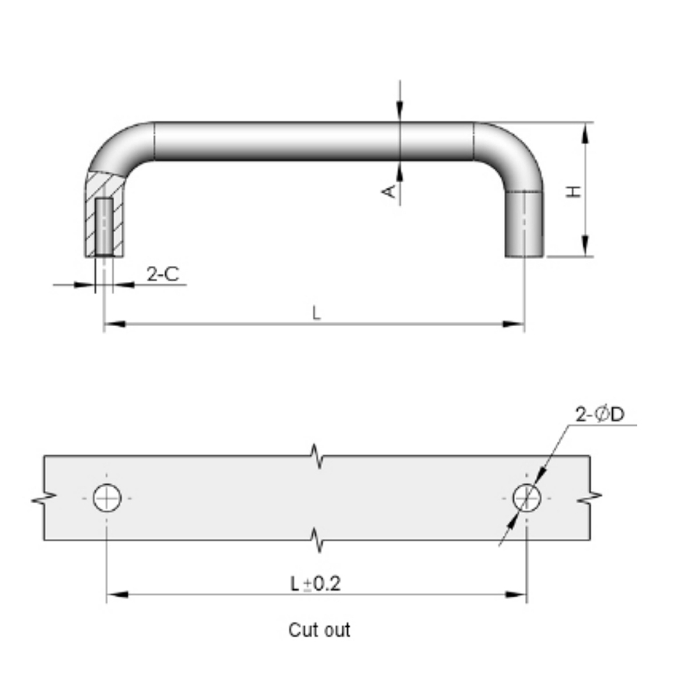 LS511 Grab Handle, Surface Mount, Multiple Length Options