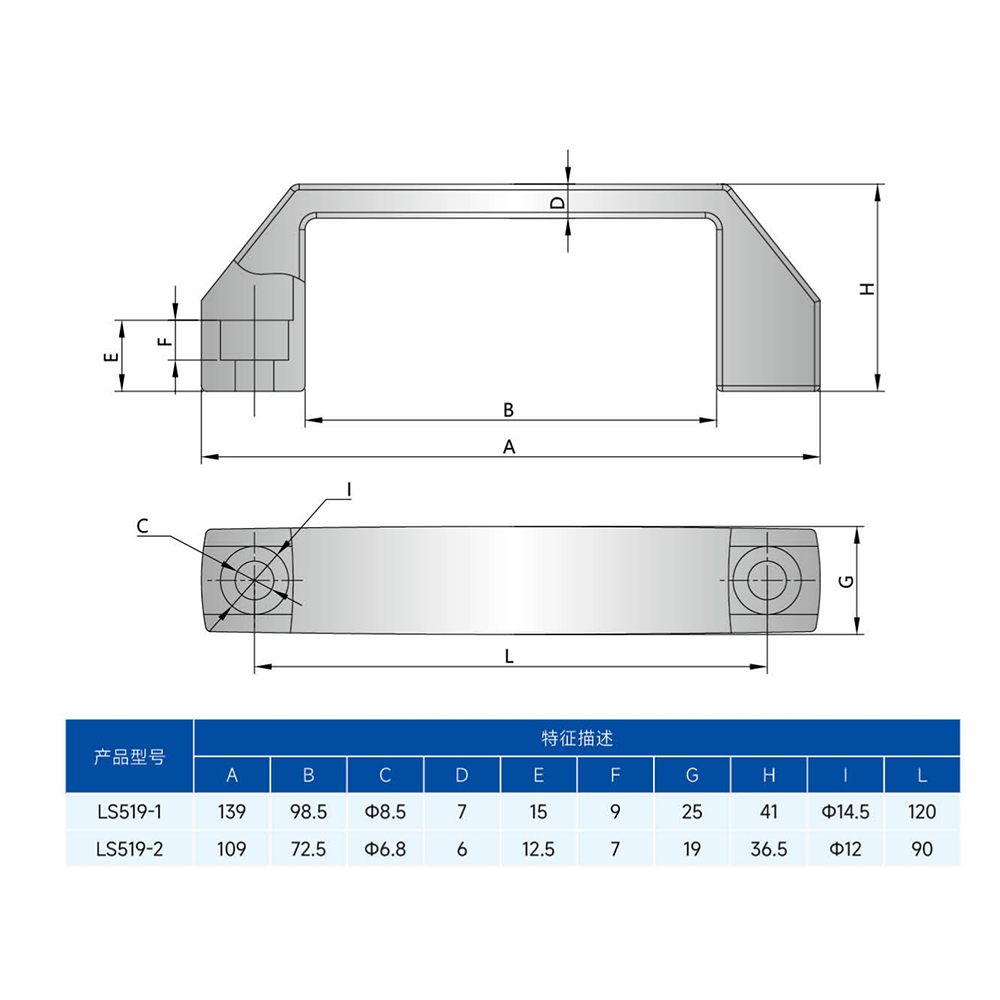 LS519 Industrial Aluminum Alloy Handle for Cabinets and Enclosures