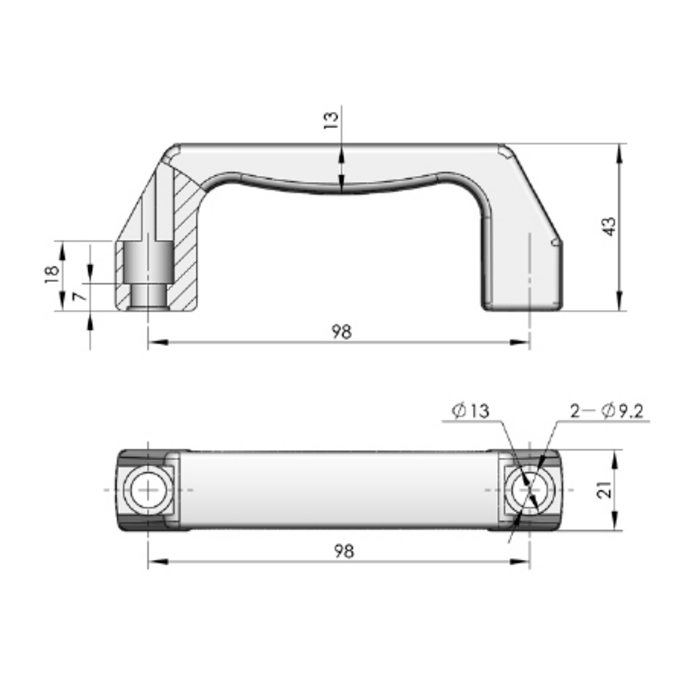 LS520 Industrial Pull Handle – Durable Black ABS Handle for Cabinet Doors