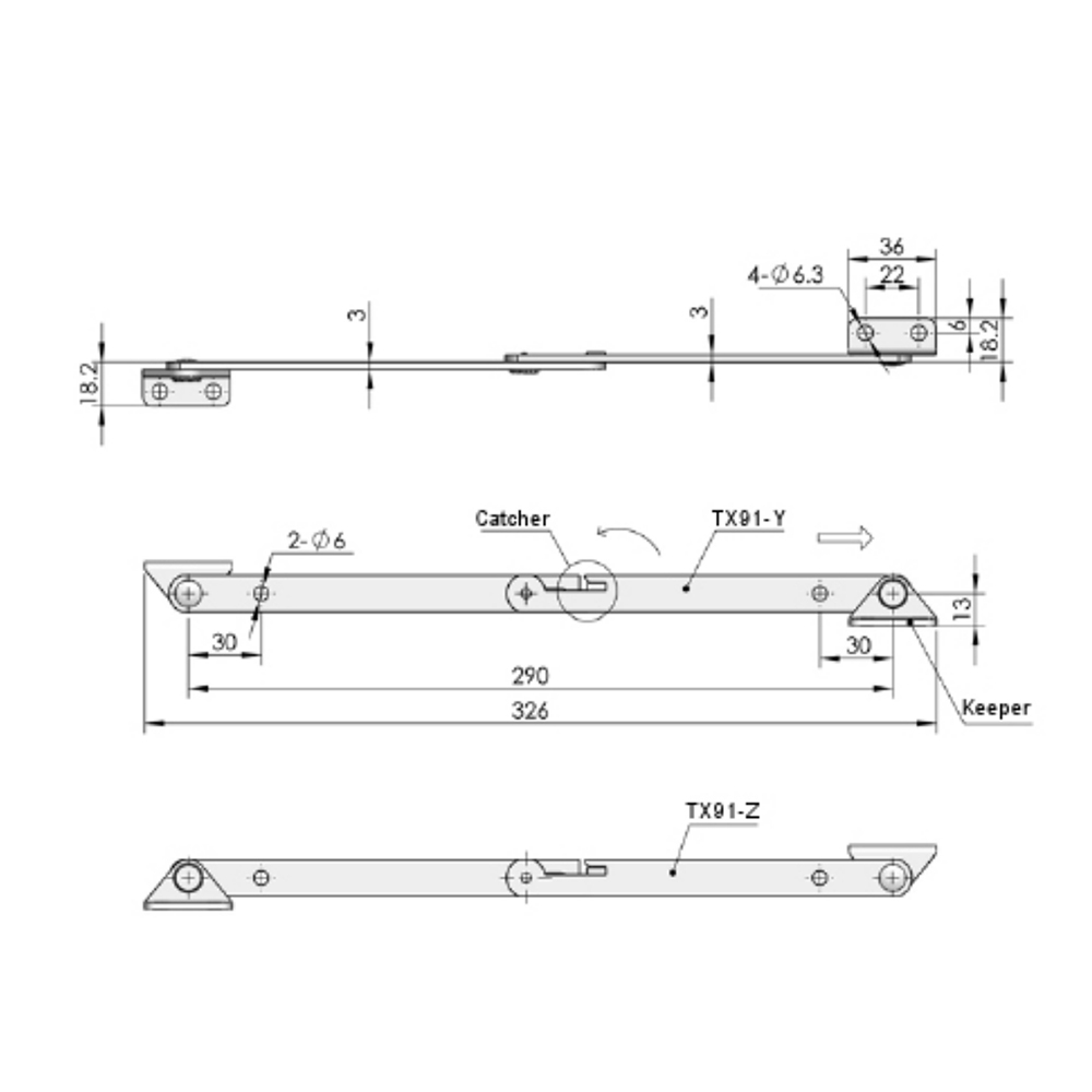 TX91 Stainless Steel Adjustable Door Stay for Secure Positioning and Cabinet Support