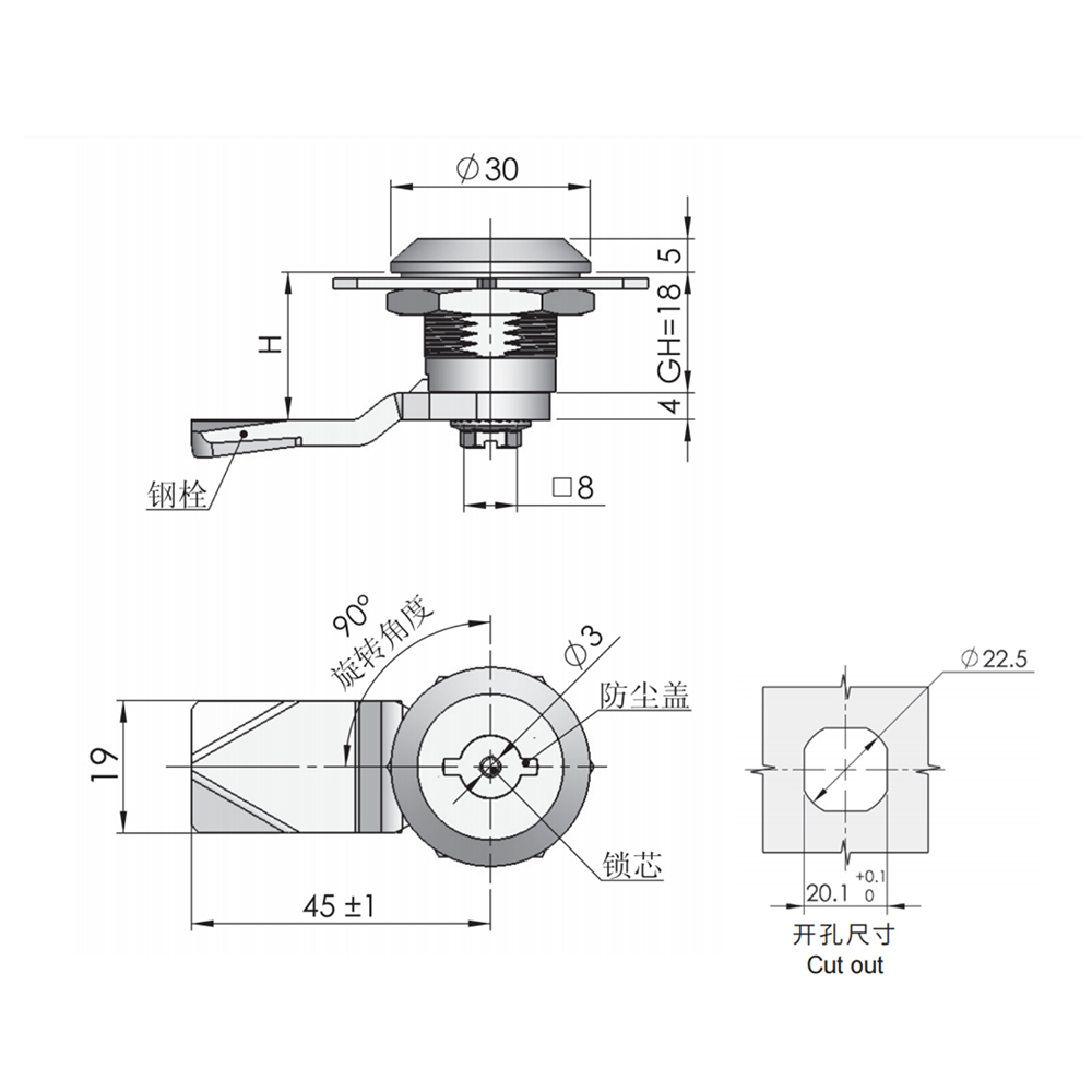 MS773 Cam Lock Series - Industrial Cam Lock with Multiple Variants, Zinc Alloy Construction, 90° Turn Lock