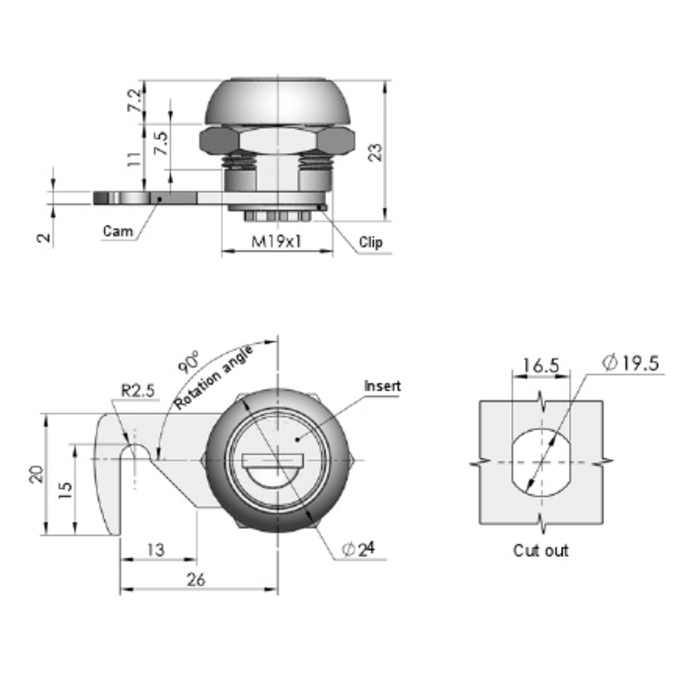 MS743 Cam Lock with Chrome-Plated Finish | Zinc Alloy, 180° Rotation, 140N Load Capacity for Secure Access Control