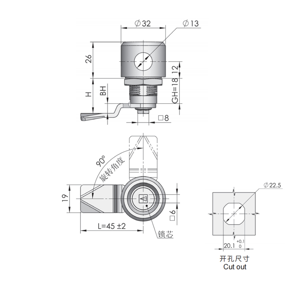 MS763 Cam Lock with Customizable Core, Zinc Alloy and Stainless Steel Options