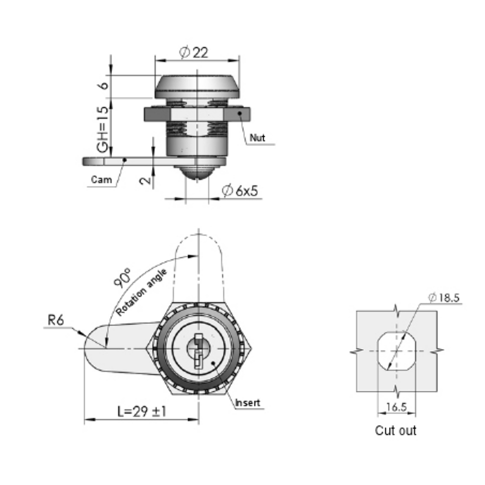 MS806 Cam Lock with Chrome-Plated Finish | Zinc Alloy, 90° Rotation, 120N Load Capacity for Secure Industrial Applications