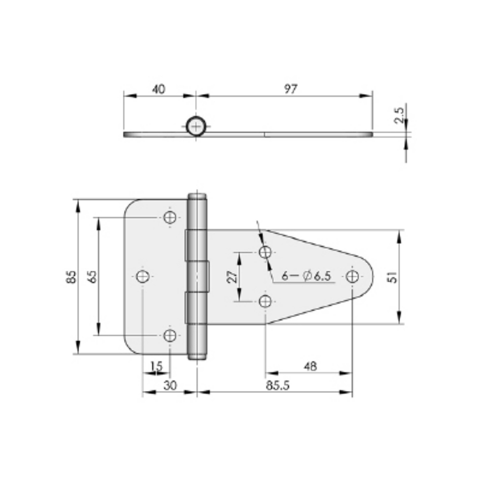 CL115 Stainless Steel Hinge with Mirror Polish, 180° Opening Angle