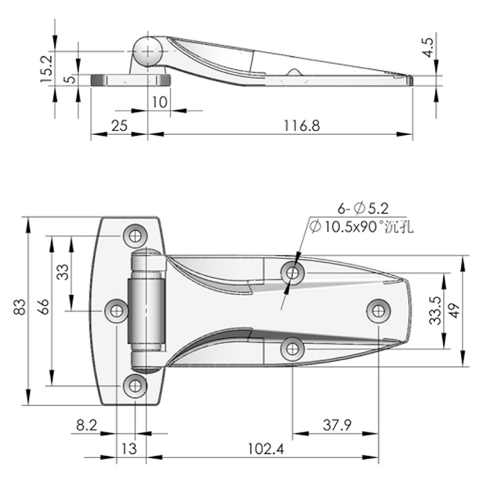 CL142 Stainless Steel Mirror Polished Hinge - 135° Opening Angle, High-Load Capacity