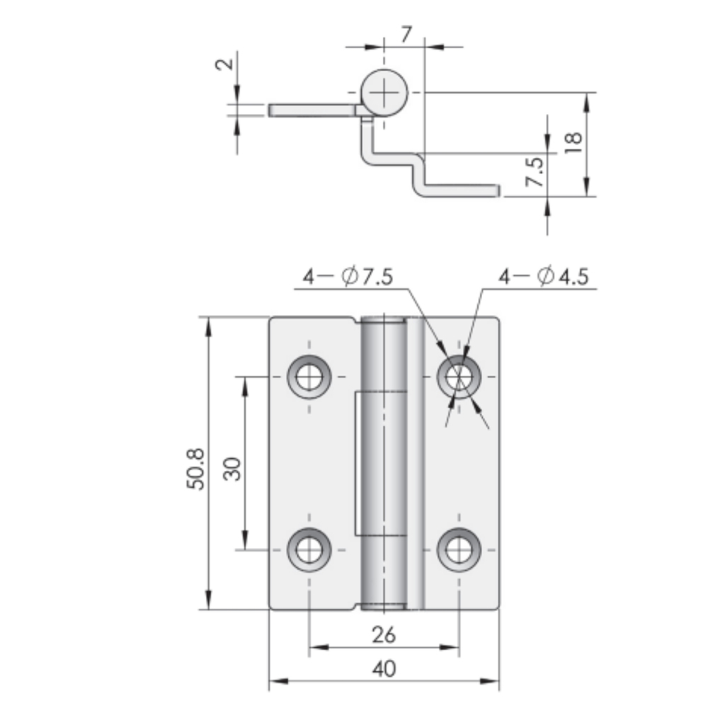 CL152 Concealed Hinge, 180° Opening Angle