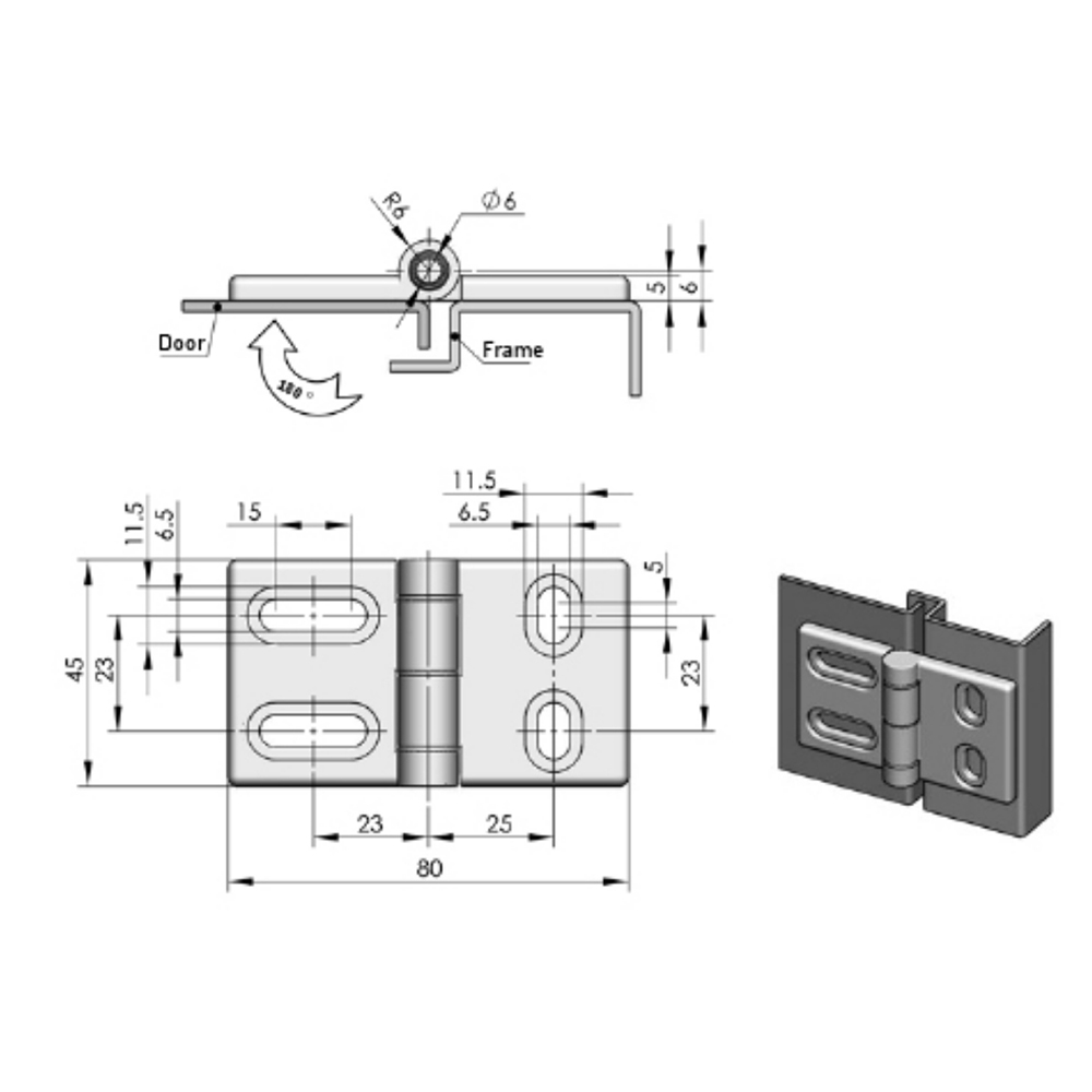 CL156 Concealed Hinge, 180° Opening Angle