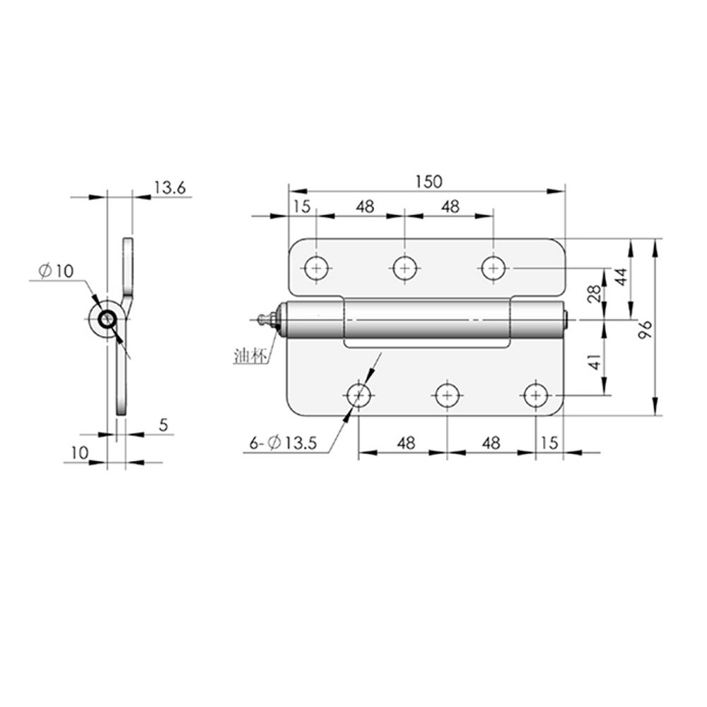 CL158-2 Heavy-Duty Stainless Steel Concealed Hinge, 180° Opening Angle, Industrial Cabinet & Door Hinge for Enclosures