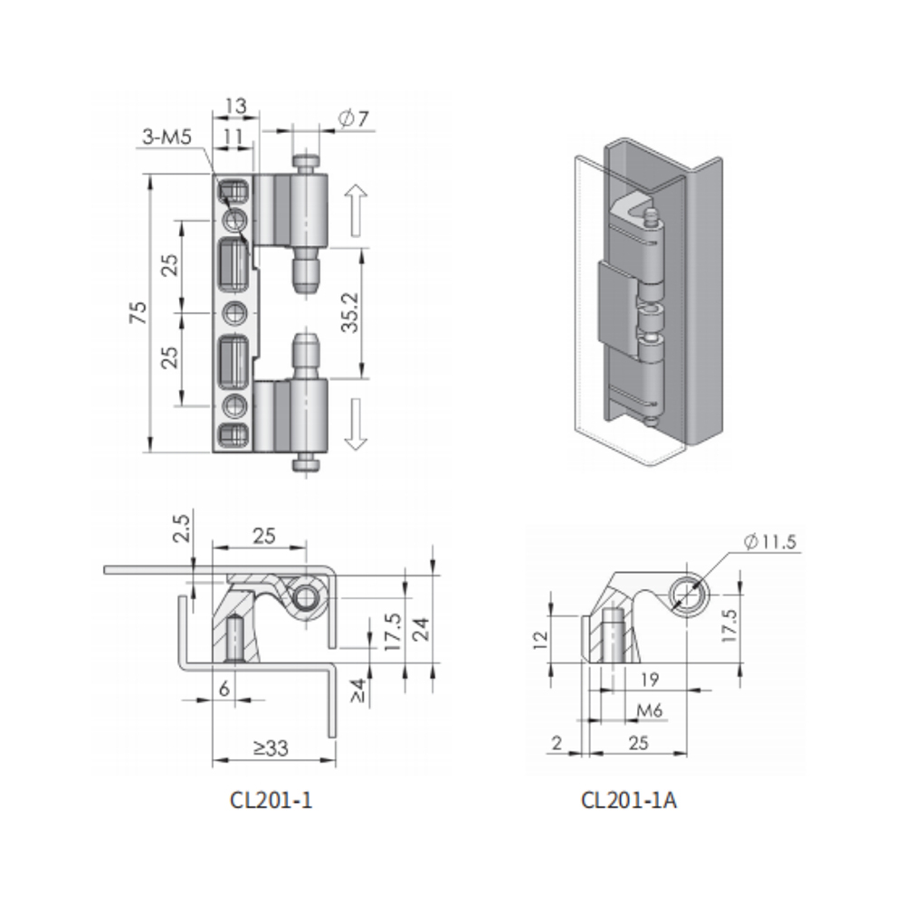 CL201 Concealed Hinge, Heavy Duty, Zinc Alloy, 800N/1500N Load Capacity