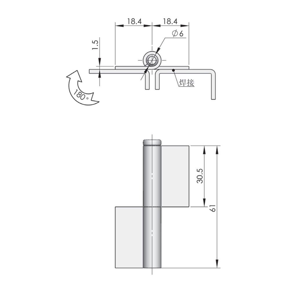 CL223 Welded Carbon Steel Hinge with Zinc Plating, 180° Open Angle, High Load Capacity