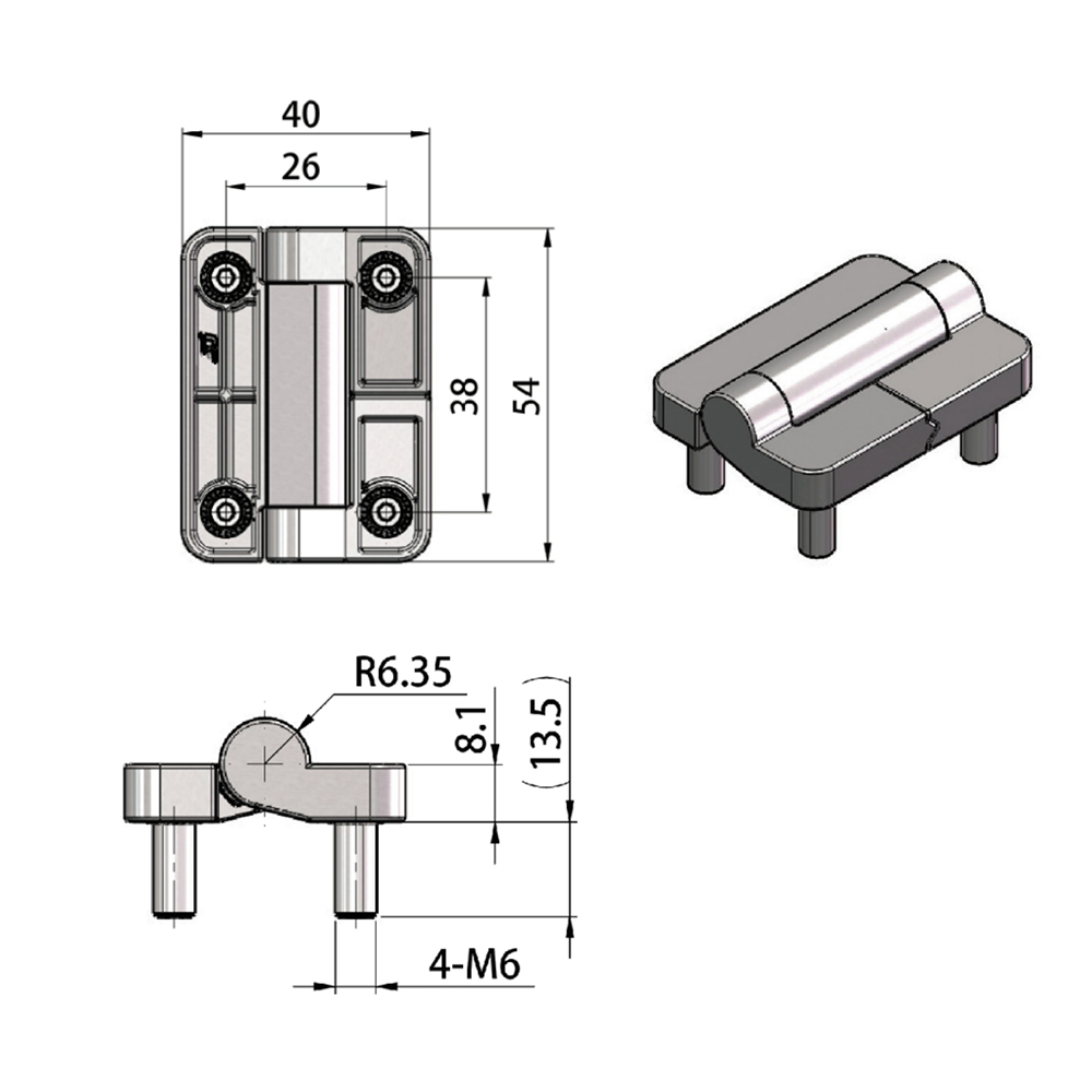 CL209 Series - Zinc Alloy Concealed Mount Hinges for Industrial Enclosures, with 160° and 180° Opening Angles