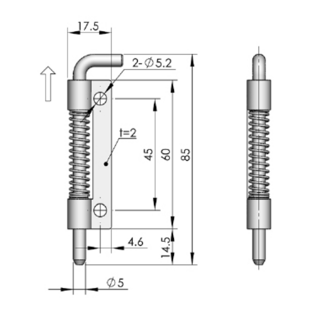 CL225-1 Removable Hinge, Carbon Steel, Zinc Plating, Right/Left Door Options