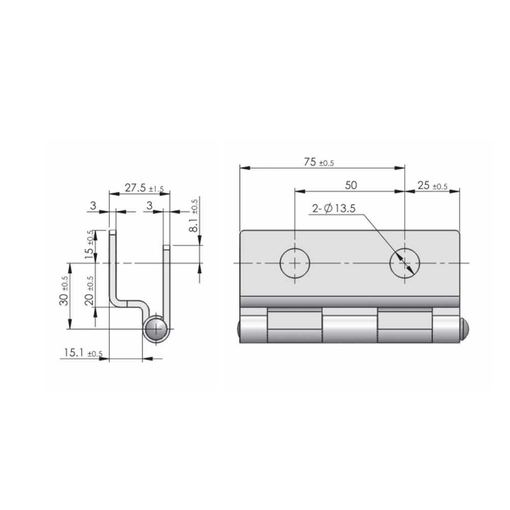 CL111 Lift-Off Hinge, Zinc Alloy, Steel Pin, 110° Opening Angle