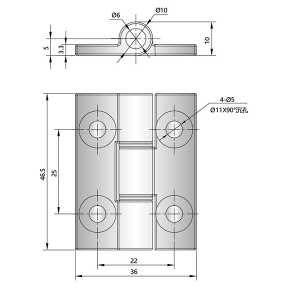 CL047 Hinge, Concealed Mounting, 180° Opening, Zinc Alloy, Steel Pin