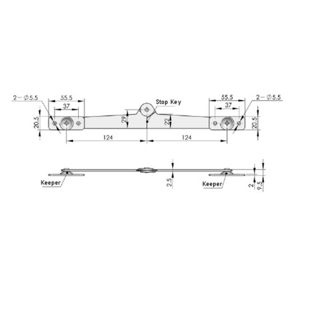 TX80/TX90 Adjustable Door Stop for Cabinets and Enclosures, Durable Carbon Steel Construction, Polished Finish