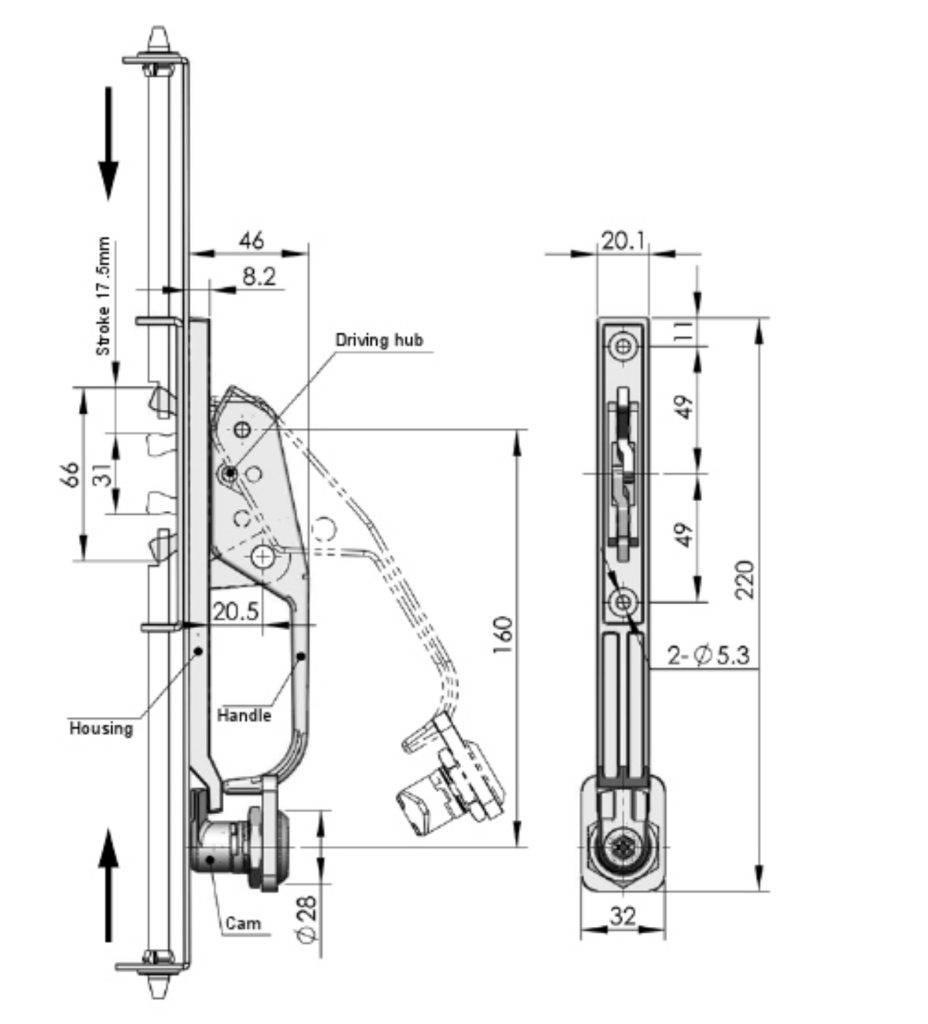 MS887-3 / MS887-3F Heavy Duty Handle Lock