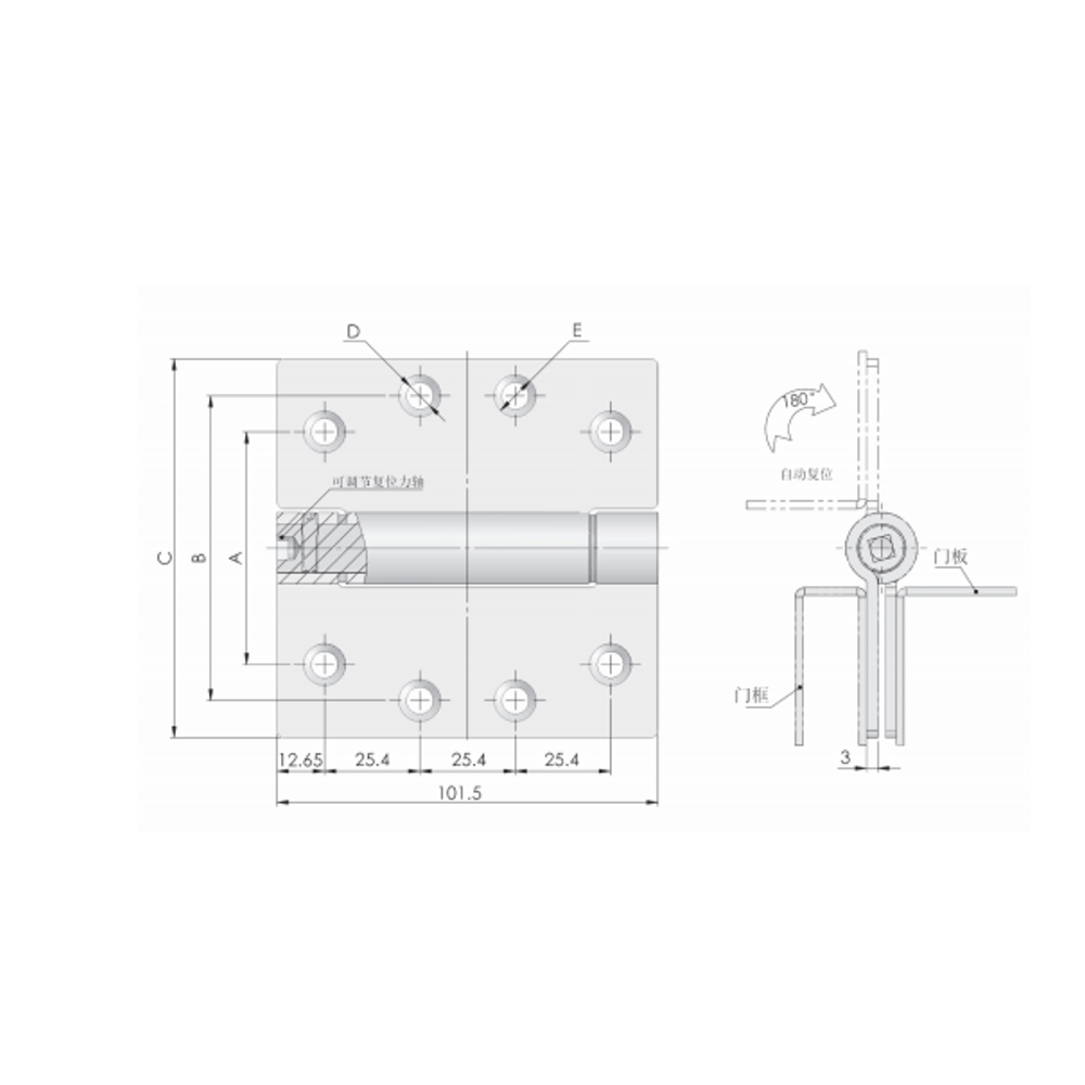 CL158-2 Heavy-Duty Stainless Steel Concealed Hinge, 180° Opening Angle, Industrial Cabinet & Door Hinge for Enclosures