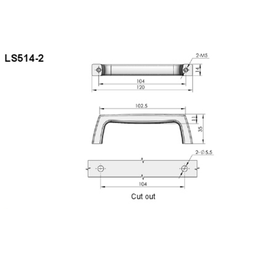 LS514-1 Aluminum Alloy grap Handle - Elegant Matte Finish for Industrial and Commercial Applications