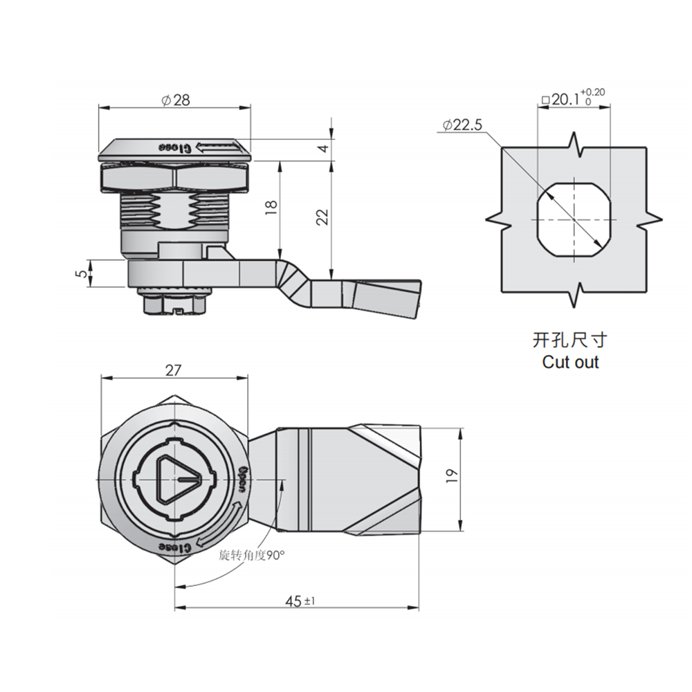 MS773 Cam Lock Series - Industrial Cam Lock with Multiple Variants, Zinc Alloy Construction, 90° Turn Lock