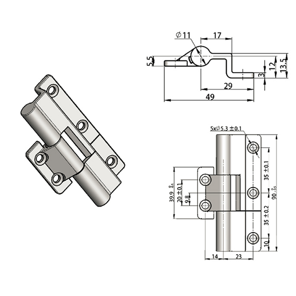 CL111 Lift-Off Hinge, Zinc Alloy, Steel Pin, 110° Opening Angle