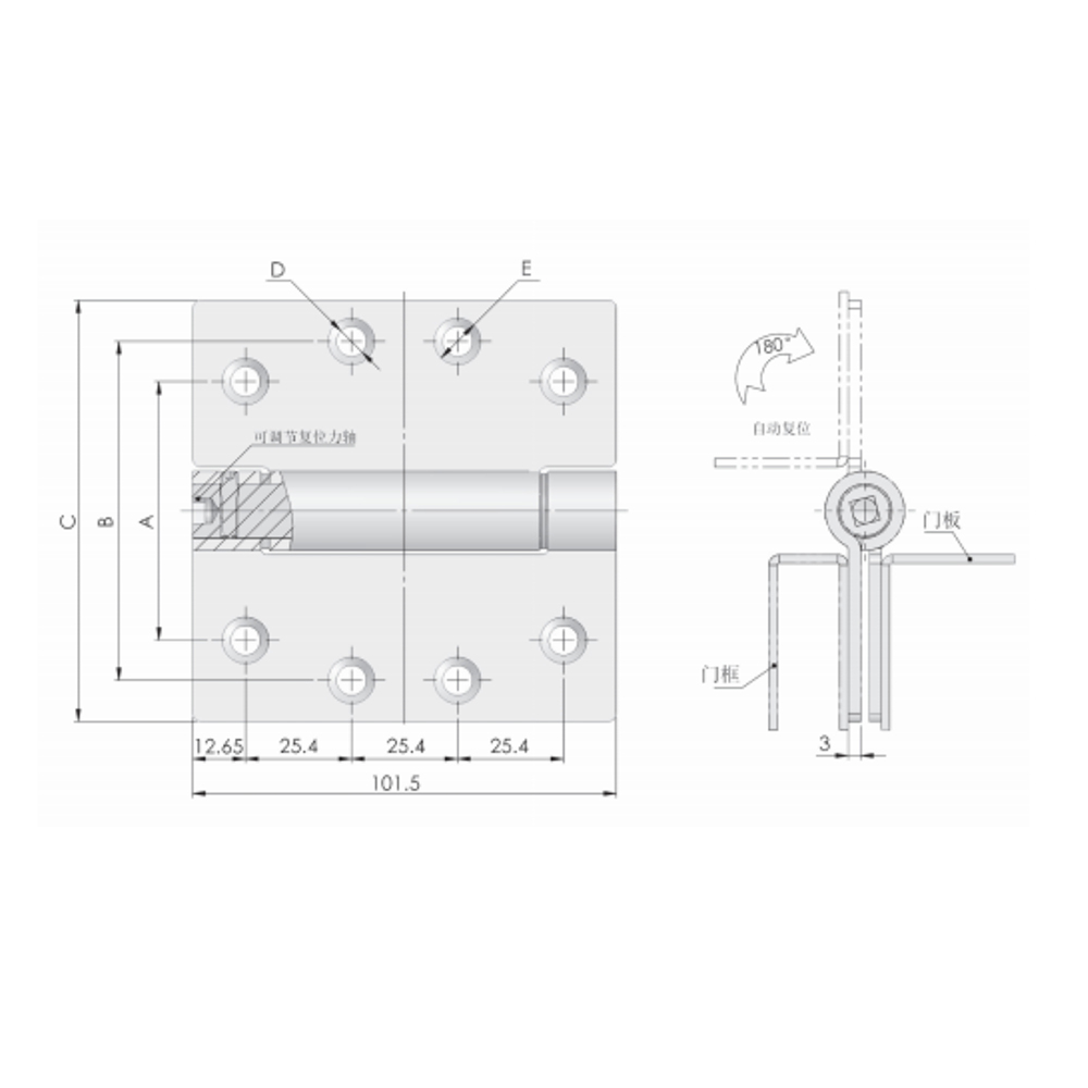 CL158-2 Heavy-Duty Stainless Steel Concealed Hinge, 180° Opening Angle, Industrial Cabinet & Door Hinge for Enclosures