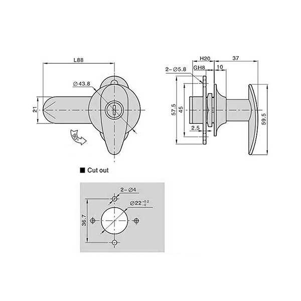 A19 Lever Handle Latch with Key Option