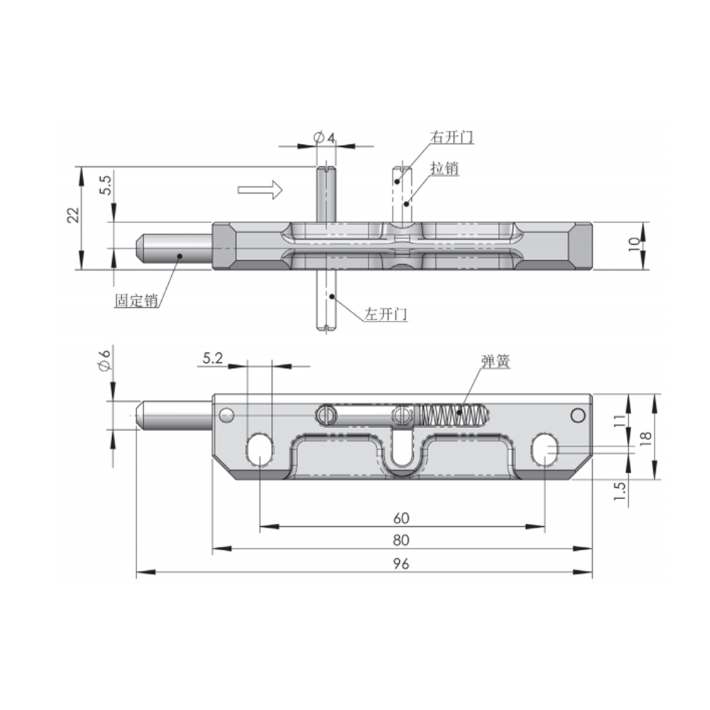  CL106 Zinc Alloy Bolt Latch with Reversible Operation, 645N Axial Load Capacity