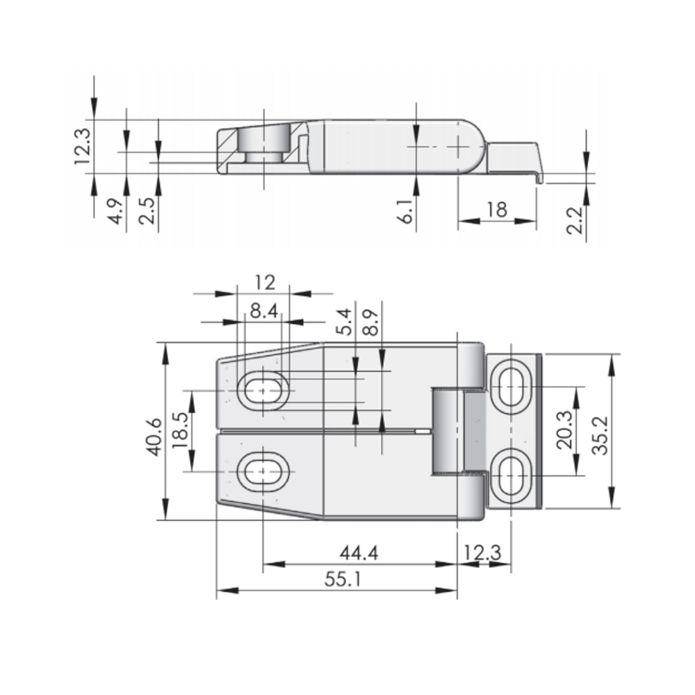 CL119 Concealed Hinge, Door-Stay Style, Zinc Plated, 90° Rotation