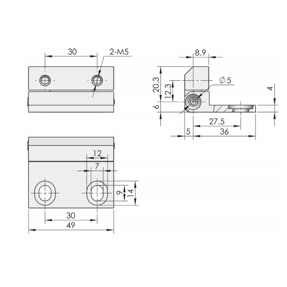  CL123 Aluminum Alloy Hinge with Black Matte Finish, 1500N Axial Load Capacity