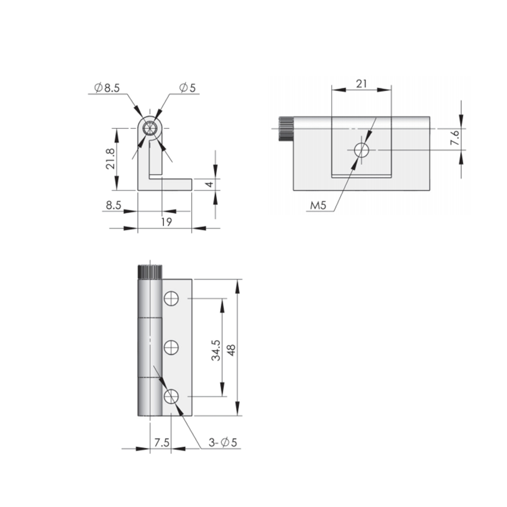 CL124 Zinc Alloy Adjustable Hinge with Black Matte Finish, 550N Axial Load Capacity