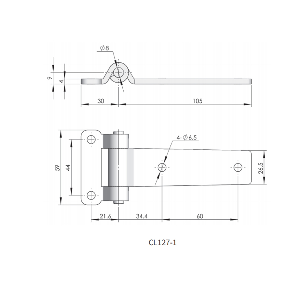  CL127-1 / CL127-2 Stainless Steel Hinge with Mirror Polished Finish, 3145N Radial Load Capacity