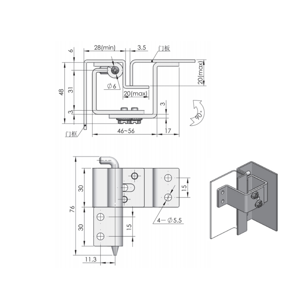  CL128 Series Heavy-Duty Carbon Steel Hinges (CL128/CL128-2)