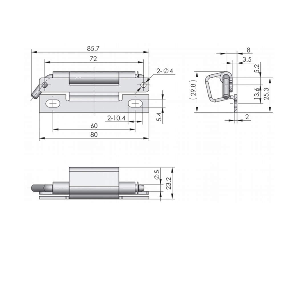  CL129 Concealed Hinge with Removable Pin, Carbon Steel, 250N Axial Load Capacity