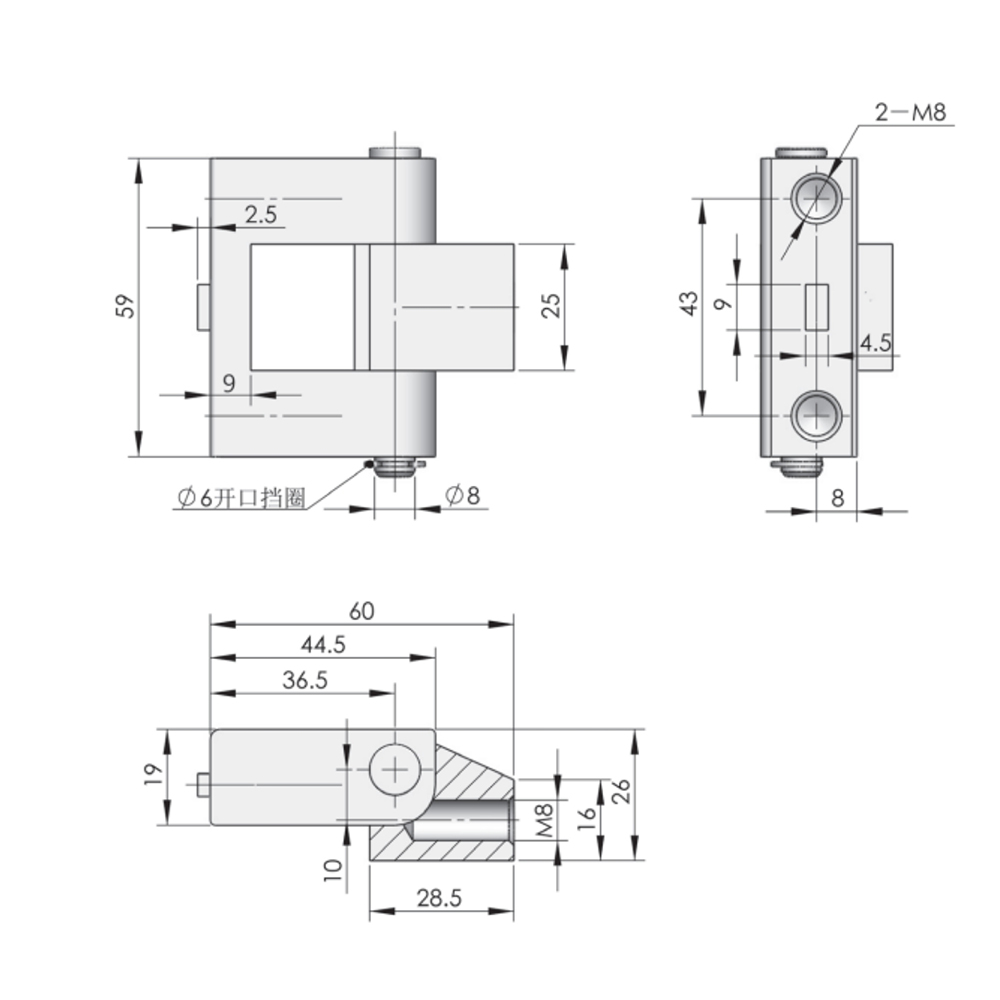  CL133 Zinc-Plated Carbon Steel Hinge with 2000N Axial Load Capacity