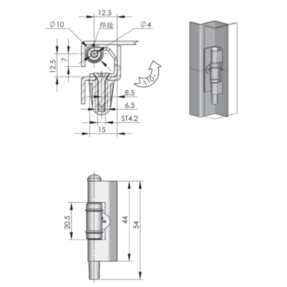 CL139 Detachable Concealed Hinge, 180° Opening Angle