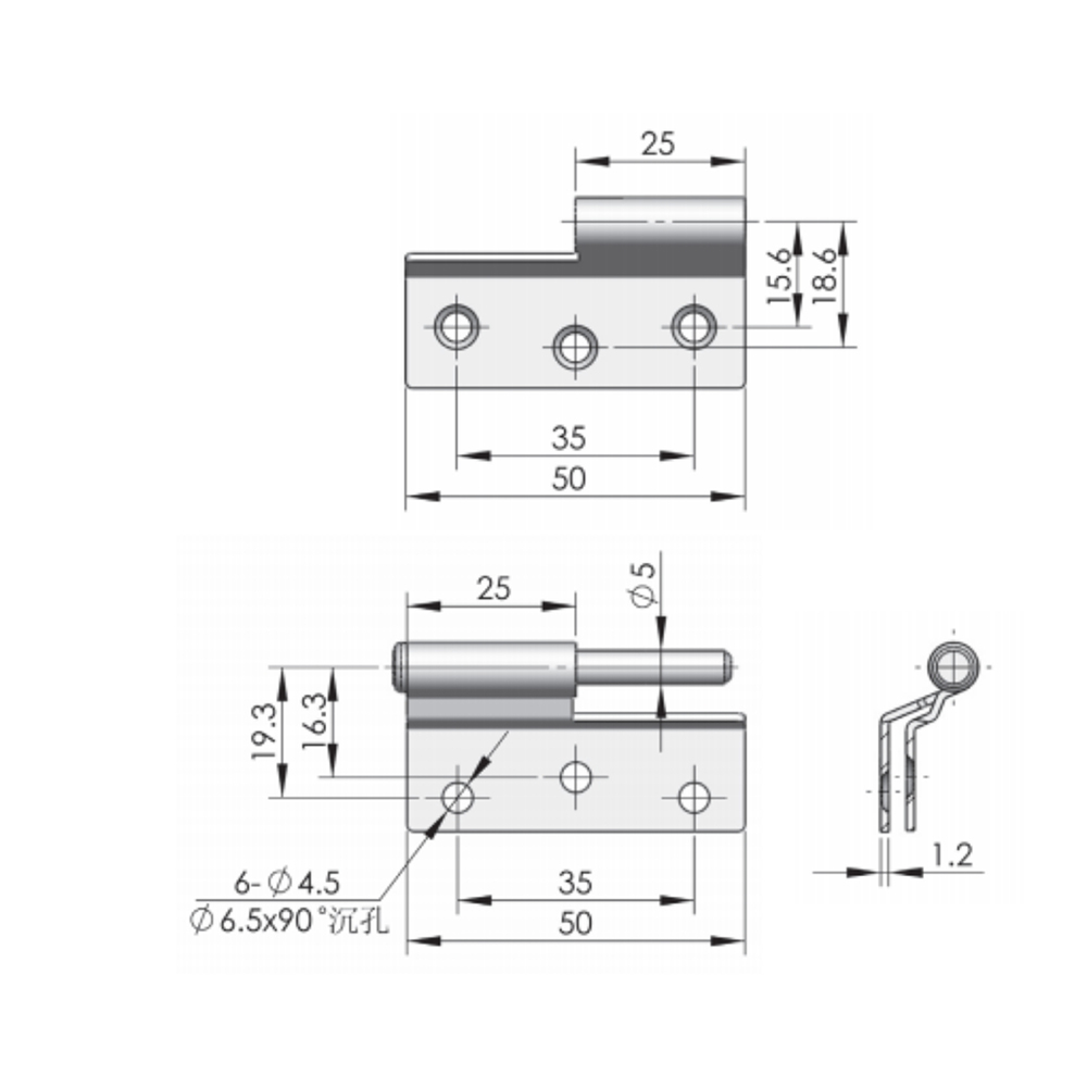  CL145 Butt Hinge, Zinc-Plated Carbon Steel, High Axial Load Capacity