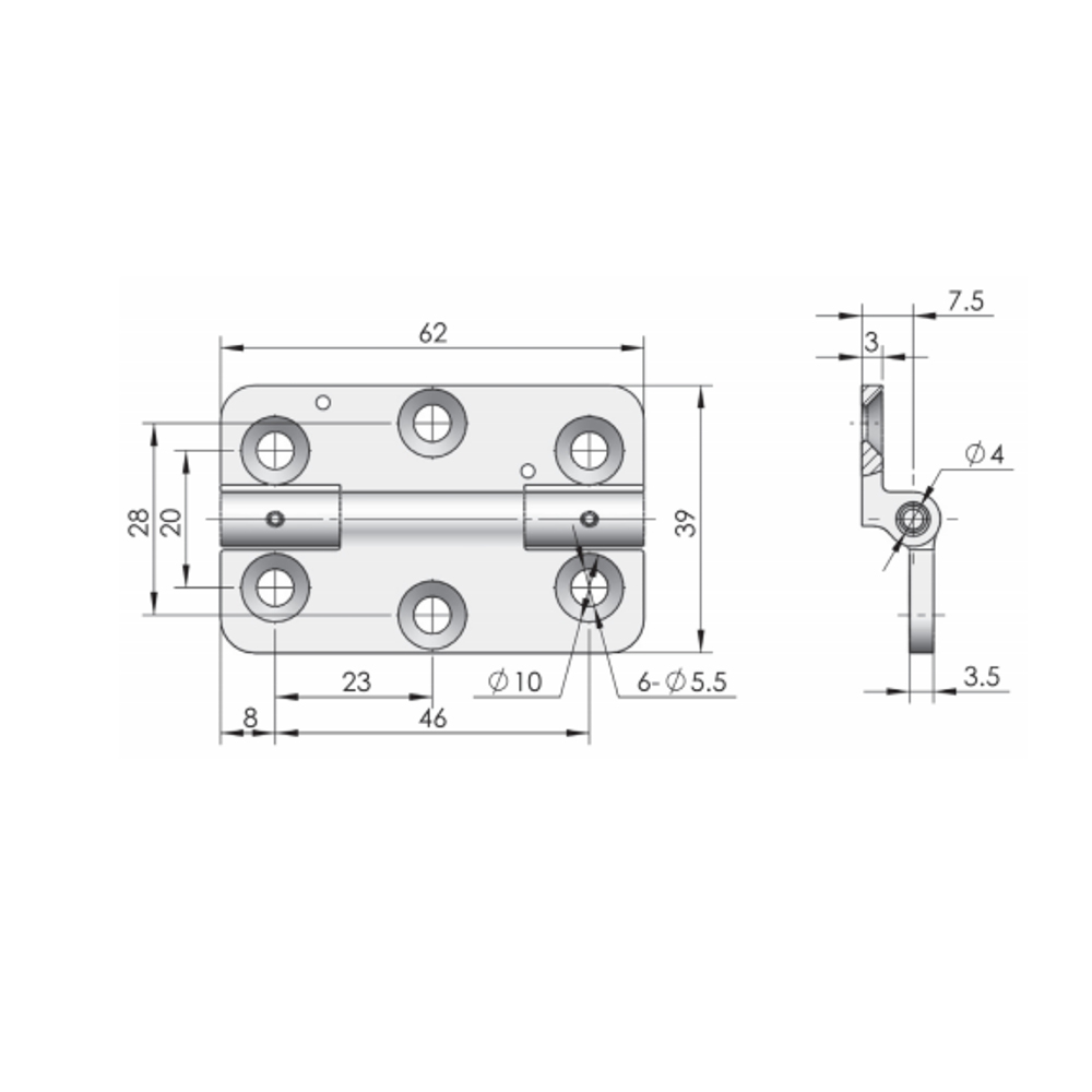  CL163 Stainless Steel Hinge, Brushed Finish, High Load Capacity