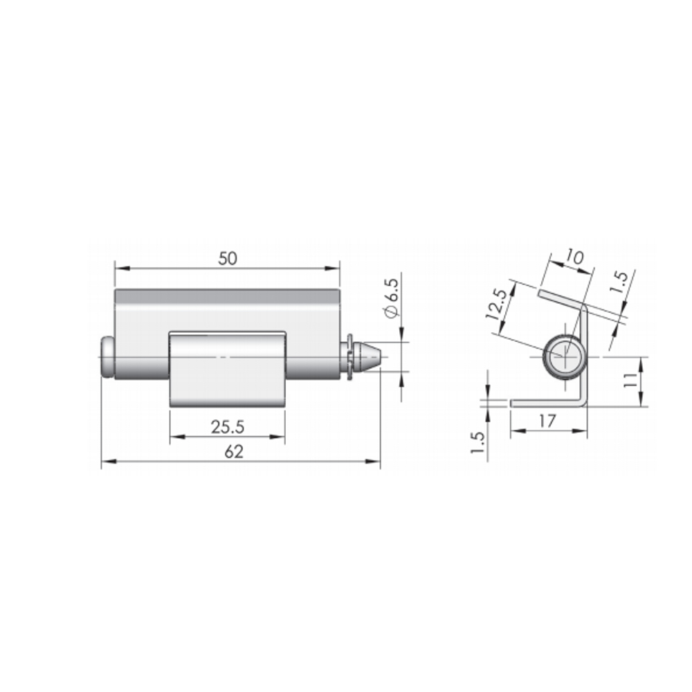  CL168 Concealed Hinges, 120° Opening, Stainless Steel with Polished Finish