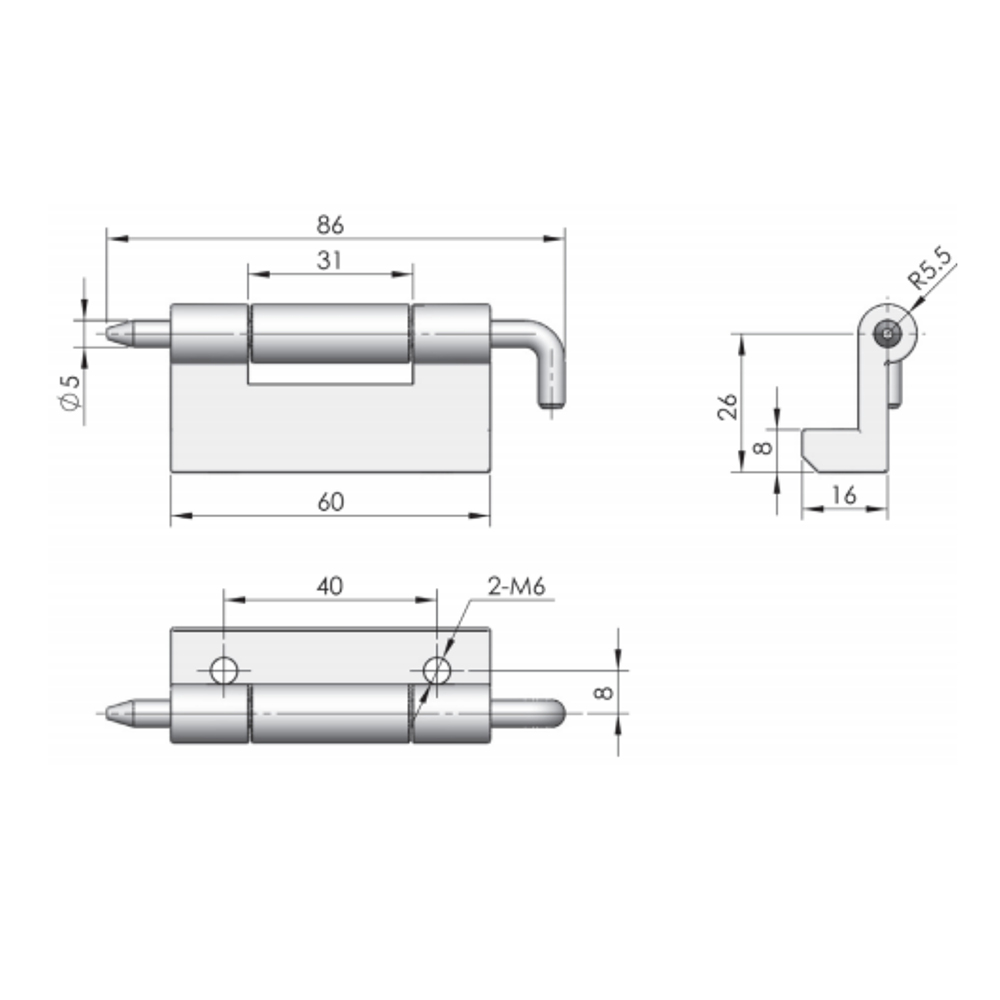  CL169 Fixed and Movable Hinges, Zinc-Plated Alloy, High Load Capacity