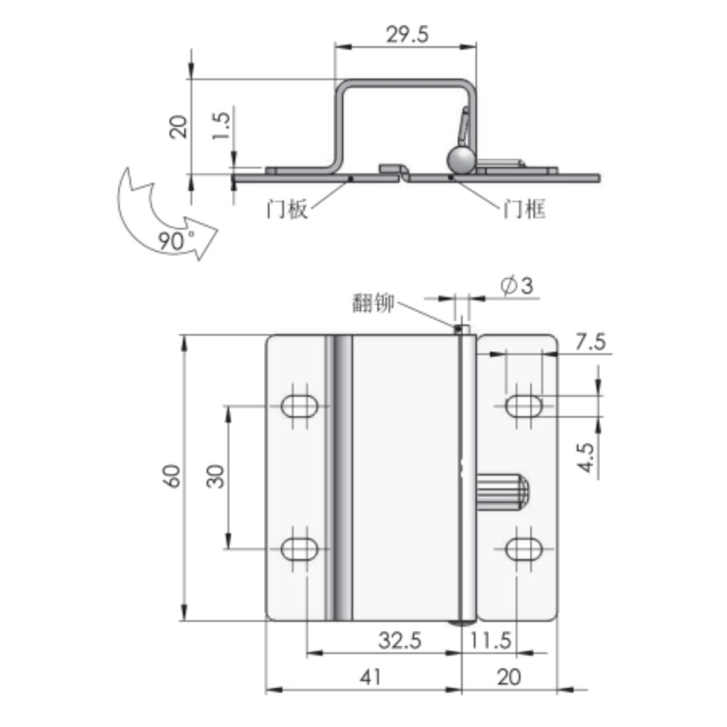  CL173 Stainless Steel Hinge, 90° Opening, Compact and Durable Design