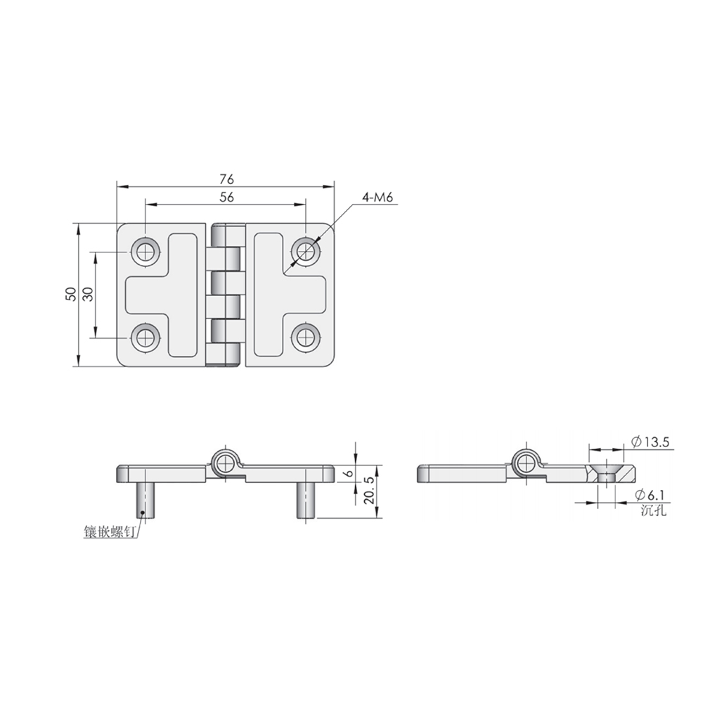 CL214 Heavy-Duty Flat Hinge, 180° Opening